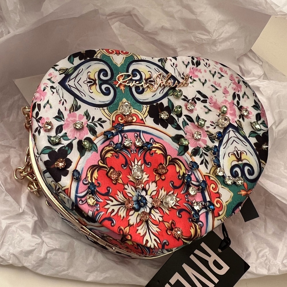 RIVER ISLAND WHITE HEART CROSS BODY BAG